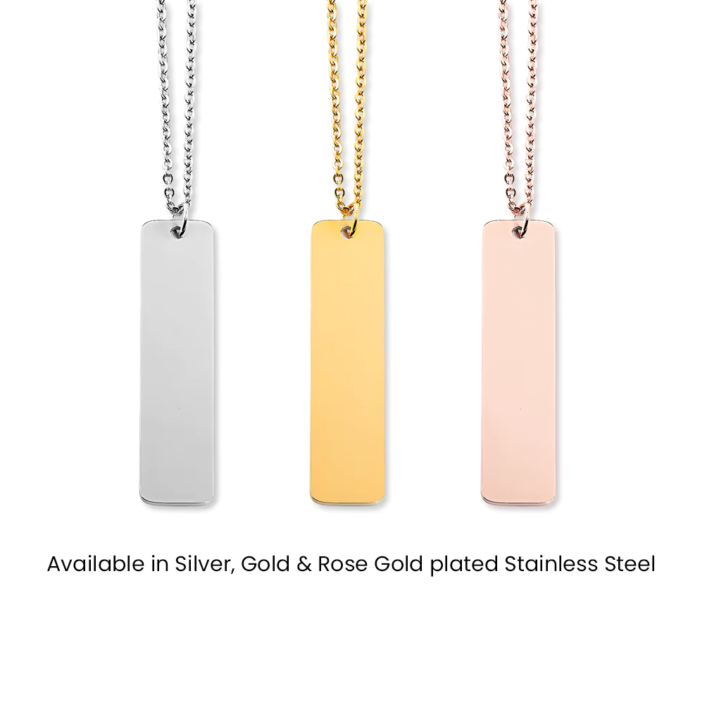 Engravable Pawprint Bar Pendant Bespoke Necklace