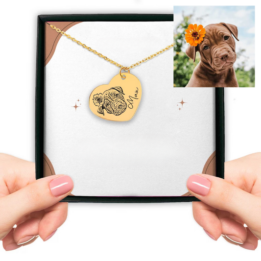Classic Pet Portrait Love Heart Personalized Necklace