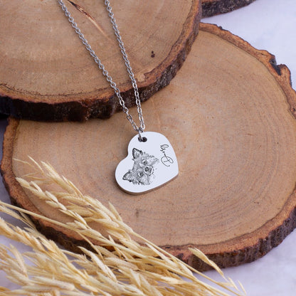 Classic Pet Portrait Love Heart Personalized Necklace