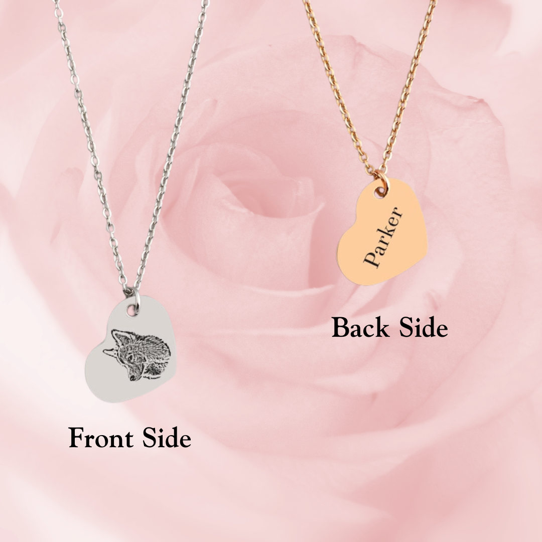 Classic Pet Portrait Love Heart Personalized Necklace